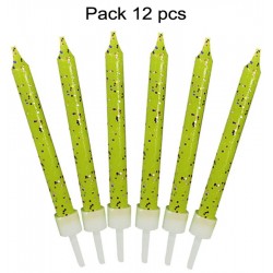 Pack de 12 Velas Verde Lima Glitter