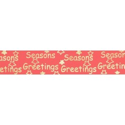 Fita Decorativa Seasons Greetings Vermelha e Dourada**