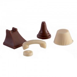 KIT 2 Moldes Chocolate Vintage Pralines Telefone e Candeeiro