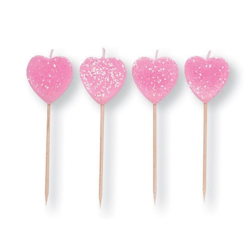 Pack de 10 Velas Coração com Glitter