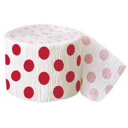 Fita Papel Crepe Branco Bolinhas Vermelho