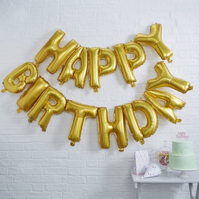 Bunting Balões Foil  HAPPY BIRTHDAY 