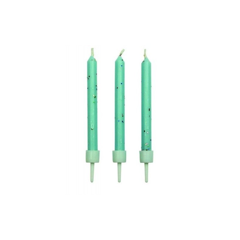 Pack 10 Velas Azuis com Glitter