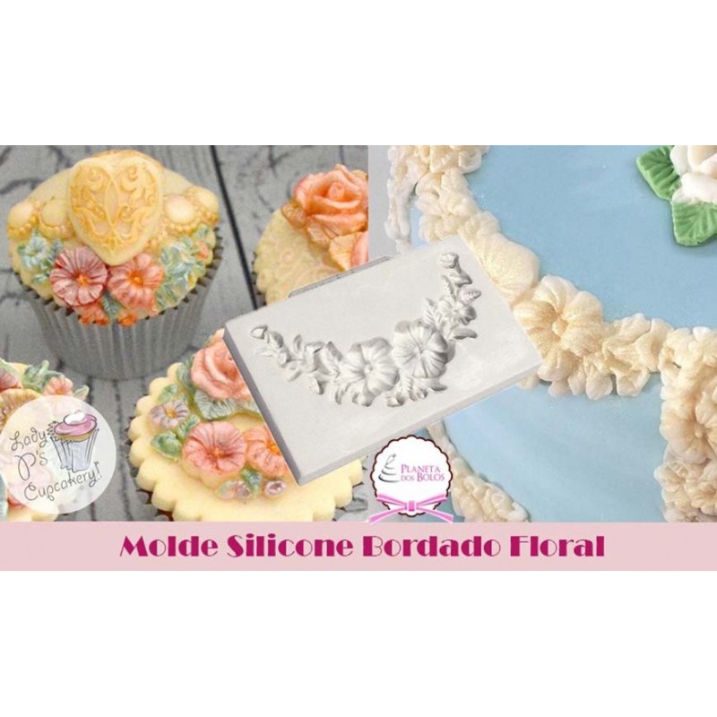 Molde Silicone Bordado Floral