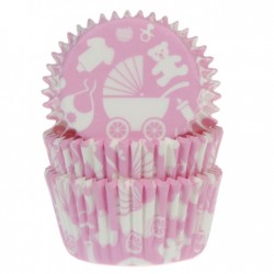 Pack de 60 Formas / Invólucro para Cup Cakes Bebé Rosa