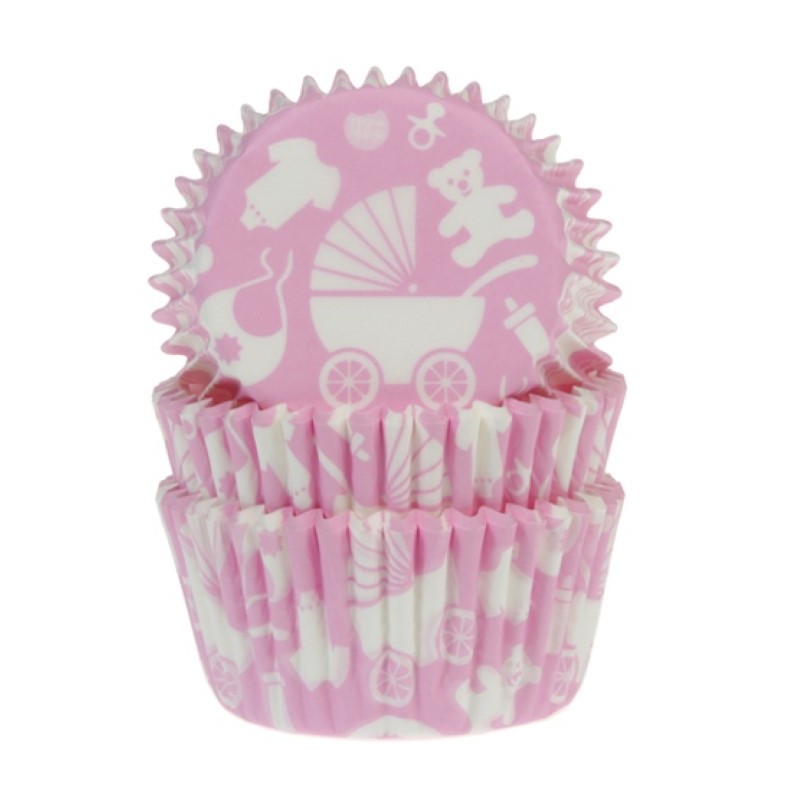 Pack de 60 Formas / Invólucro para Cup Cakes Bebé Rosa