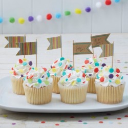 Kraft Cupcake Toppers - Happy Birthday Kraft