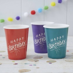 Pack 8 Copos Happy Birthday Kraft