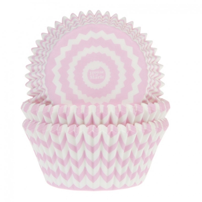 Pack de 50 Formas / Invólucro para Cup Cakes Chevron Rosa