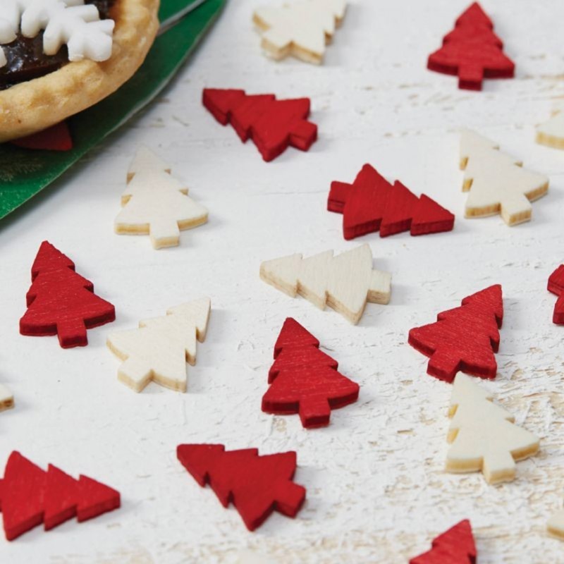 Confetis de Mesas Árvores Natal Branco e Vermelho