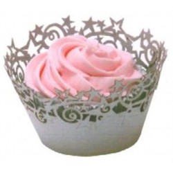 12 Wrappers Cup Cakes Estrelas Prateadas PME