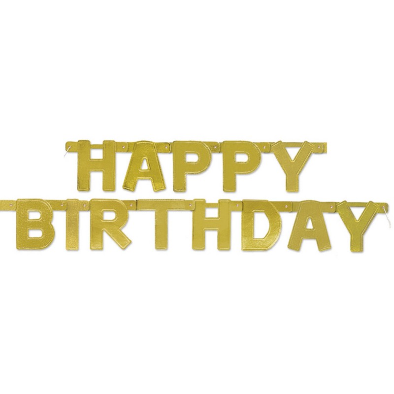 Banner Dourado Happy Birthday