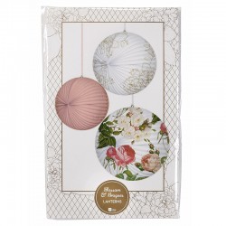 Pack de 3 Lanternas Bola Floral