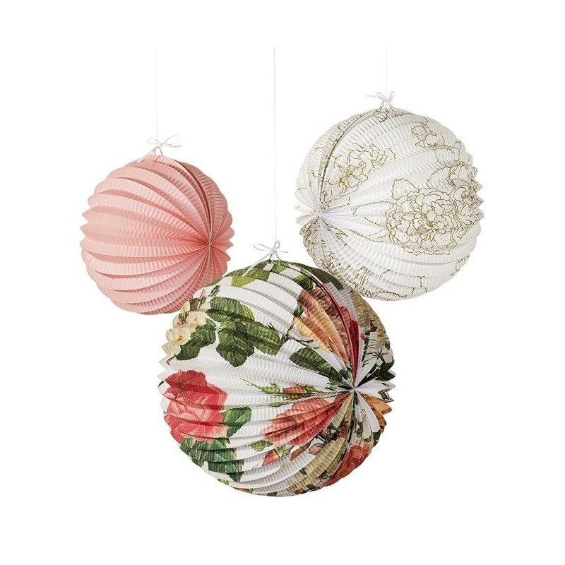 Pack de 3 Lanternas Bola Floral