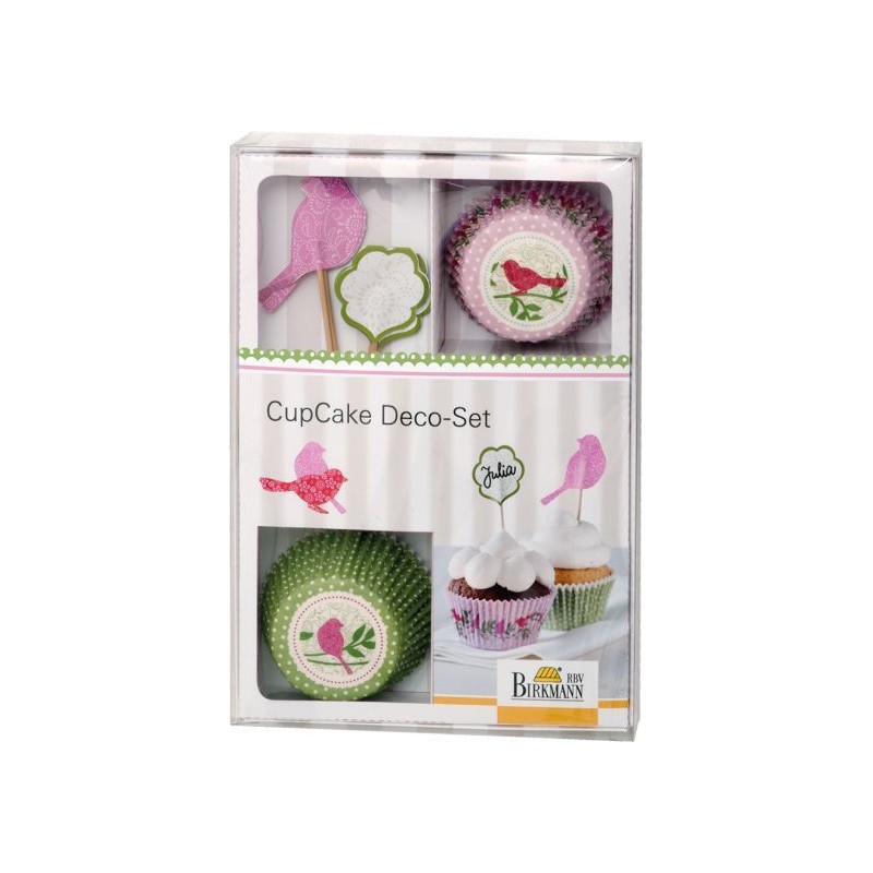 Kit Decoração Cup Cakes Cottage Garden Birds