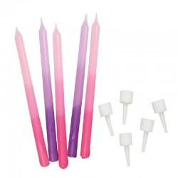 12 Velas Compridas Rosa e Purpura