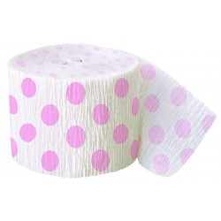 Fita Papel Crepe Branco Bolinhas Lovely Pink