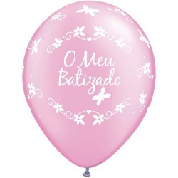 Balão Rosa O meu Batizado