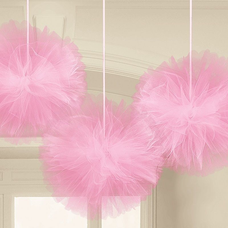 Pack 3 Pompom de Tule Rosa