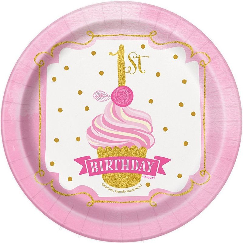 Pratos 1º Aniversário Rosa