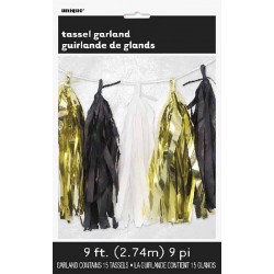 Grinalda Tassel Branco, Preto e Dourado