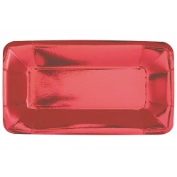 Prato Foil Vermelho Retangular  22.8 x 12.7 cms