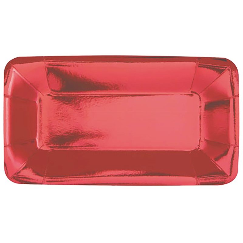 Prato Foil Vermelho Retangular  22.8 x 12.7 cms