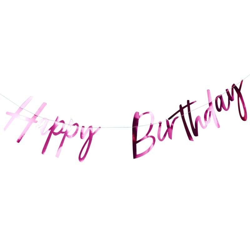 Banner Rosa Choc Happy Birthday