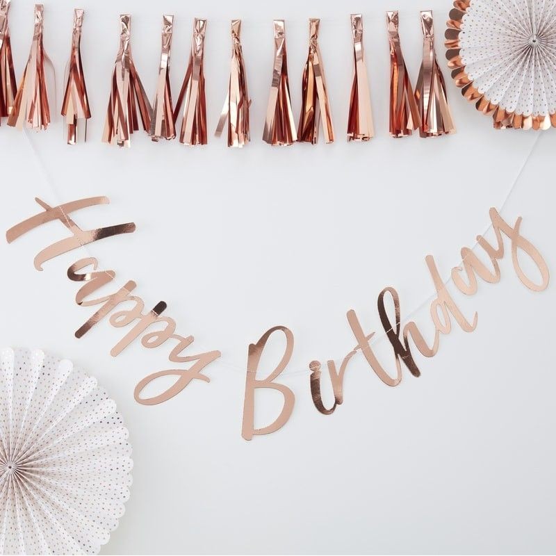 Banner Happy Birthday Rose Gold