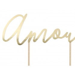 Cake Topper Amour Dourado