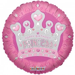 Balão Foil Redondo Happy Birthday Princess