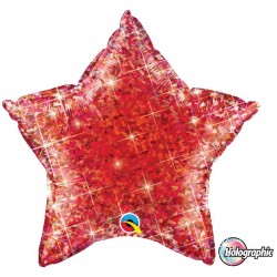 Balão Foil Estrela Holográfica Vermelha