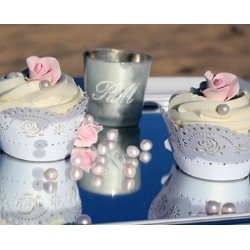 Wrappers Cup Cake Branco Motivo Rosas