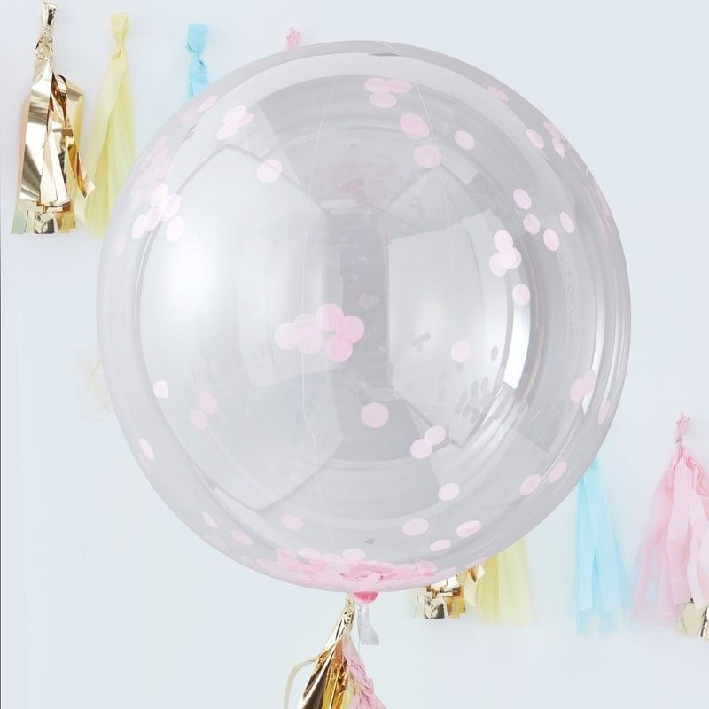 3 Balões ORB Confetti Grande Rosa  - PICK & MIX