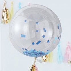 3 Balões ORB Confetti Grande Azul - PICK & MIX