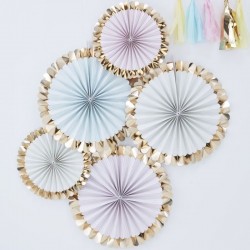 Conjunto de 5 Rosetas Pastel e Dourado