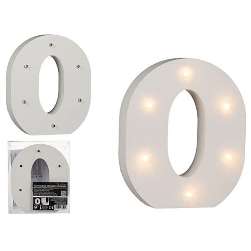 Letra O Madeira Led 16 cms