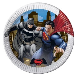 8 Pratos BATMAN VS SUPERMAN 23 cms