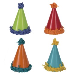 8 Mini Chapéus de Festa com Pom Pom