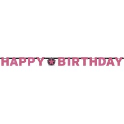 Banner Rosa Glitter Happy Birthday