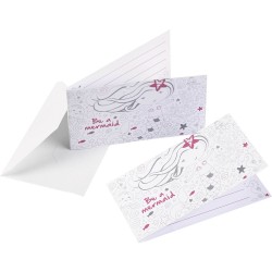 10 Convites com Envelope Be a Mermaid