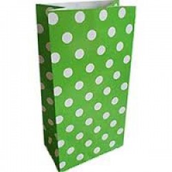 12 Sacos Papel Verde Bolinhas Brancas