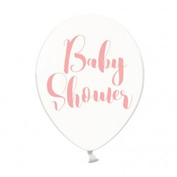 6 Balões Transparentes Baby Shower em Rosa