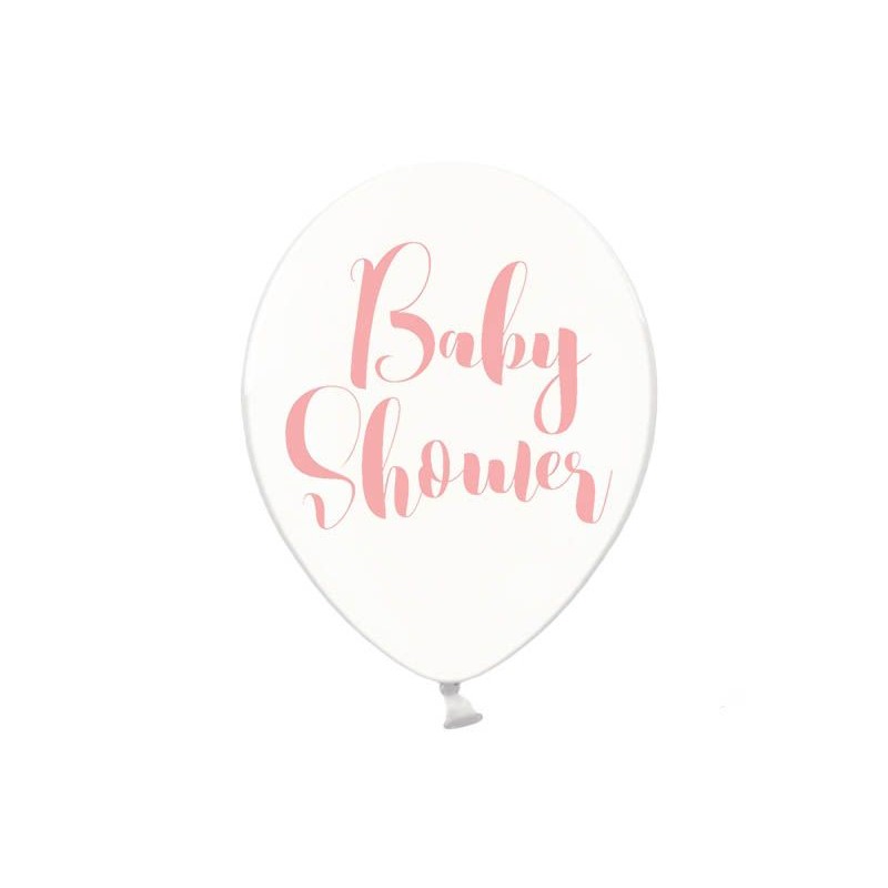 6 Balões Transparentes Baby Shower em Rosa