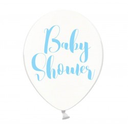 6 Balões Transparentes Baby Shower em Azul