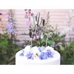 Cake topper Prata Mr&Mrs, 25.5cm