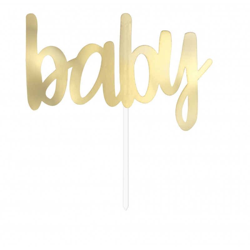 Cake Topper Baby Dourado