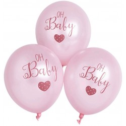 6 Balões Rosa  Oh Baby 30 cms