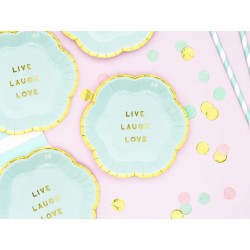 6 Pratos Pétala Live Laugh Love light blue 13cm