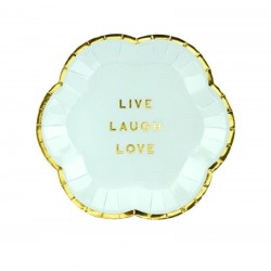 6 Pratos Pétala Live Laugh Love light blue 13cm